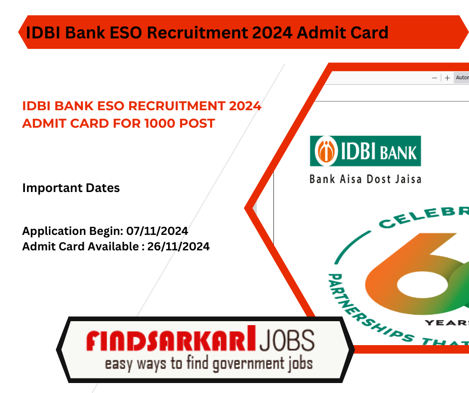 IDBI Bank ESO Recruitment 2024 Admit Card for 1000 Post