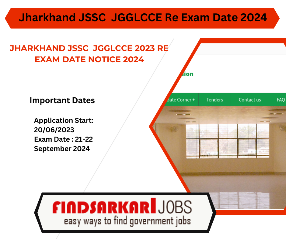 Jharkhand JSSC  JGGLCCE 2023 Re Exam Date Notice 2024