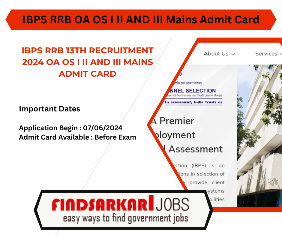 IBPS RRB 13th Recruitment 2024 OA OS I II AND III Mains Admit Card