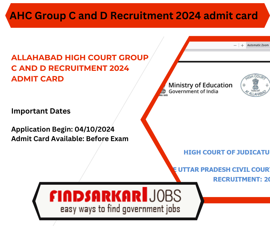 Allahabad High Court Group C and D Recruitment 2024 admit card