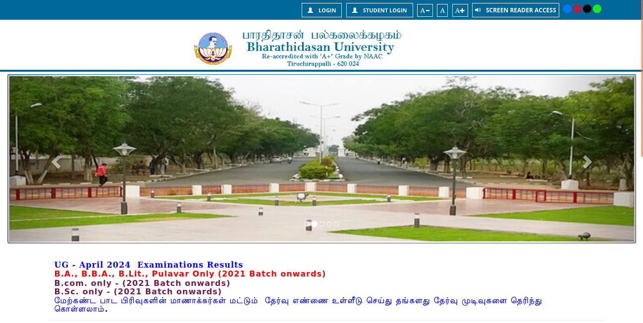 Bharathidasan University Result OUT for various UG and PG courses 2024