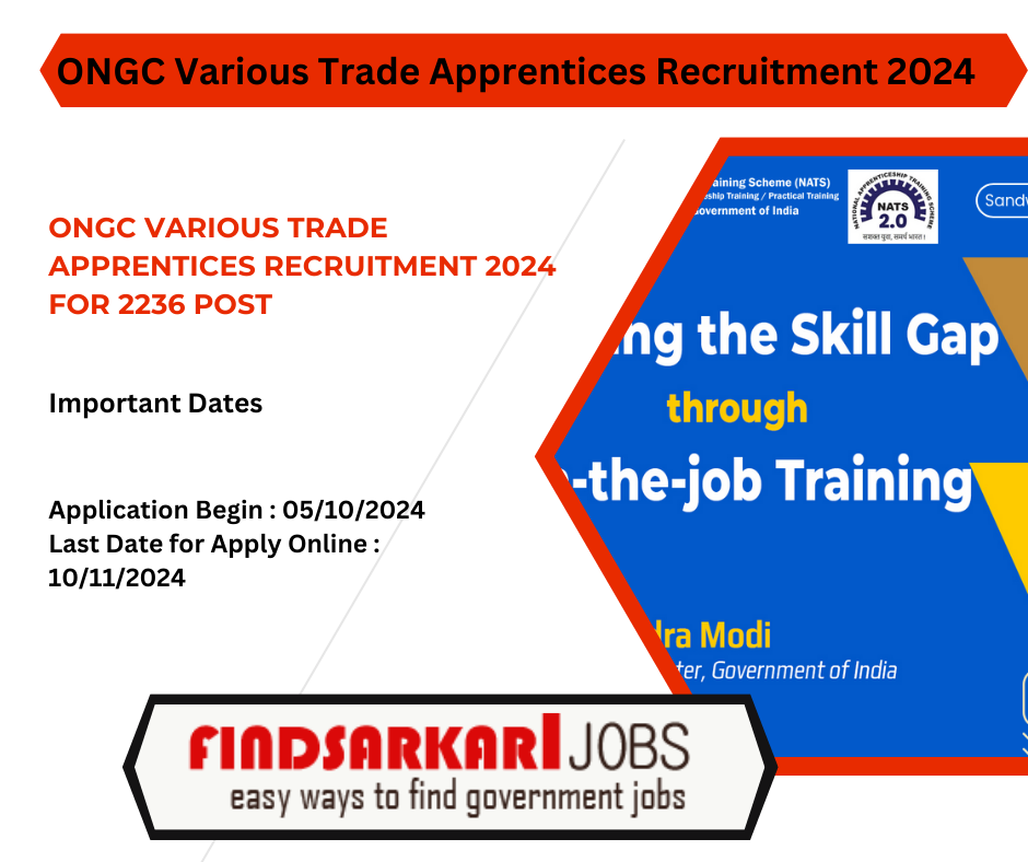 ONGC Various Trade Apprentices Recruitment 2024 for 2236 Post 