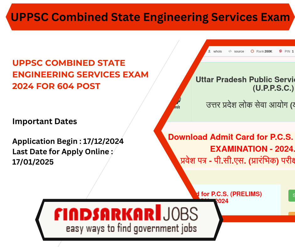 UPPSC Combined State Engineering Services Exam 2024 for 604 Post