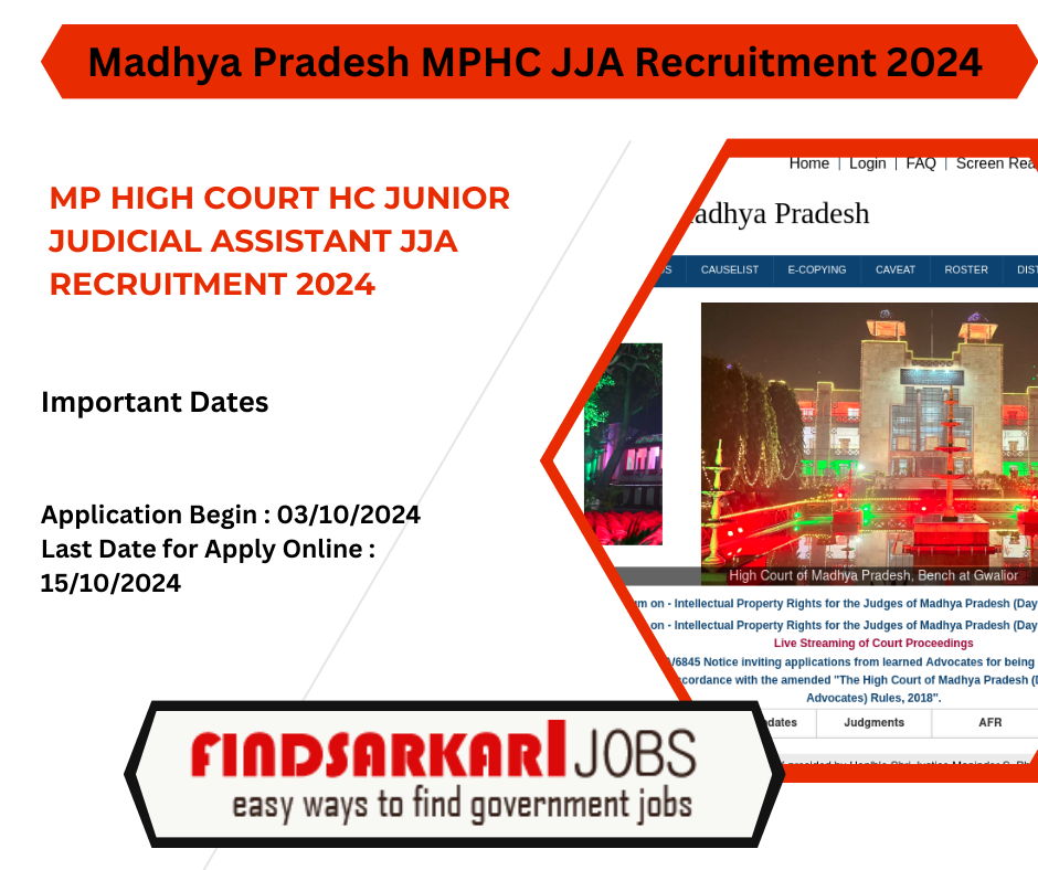 MP High Court HC Junior Judicial Assistant JJA Recruitment 2024 