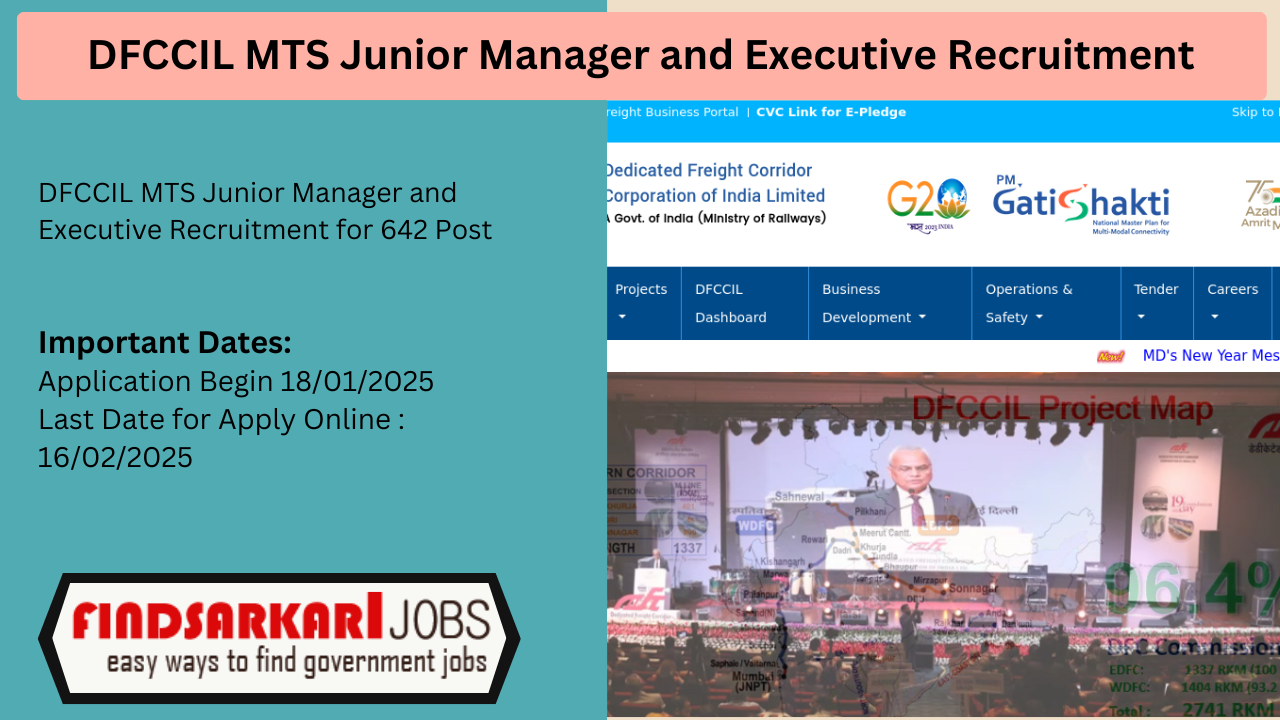 DFCCIL MTS Junior Manager and Executive Recruitment for 642 Post