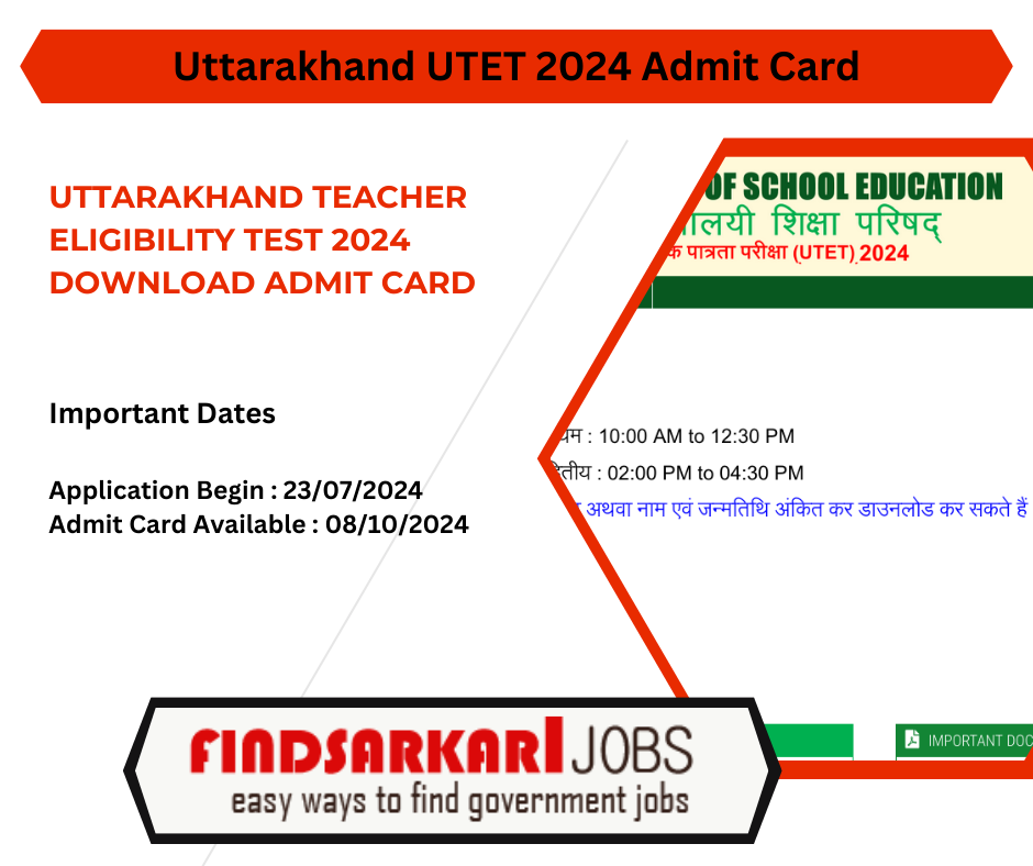 Uttarakhand Teacher Eligibility Test 2024 Download Admit Card