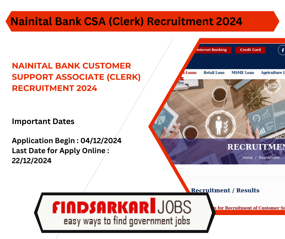 Nainital Bank Customer Support Associate (Clerk) Recruitment 2024