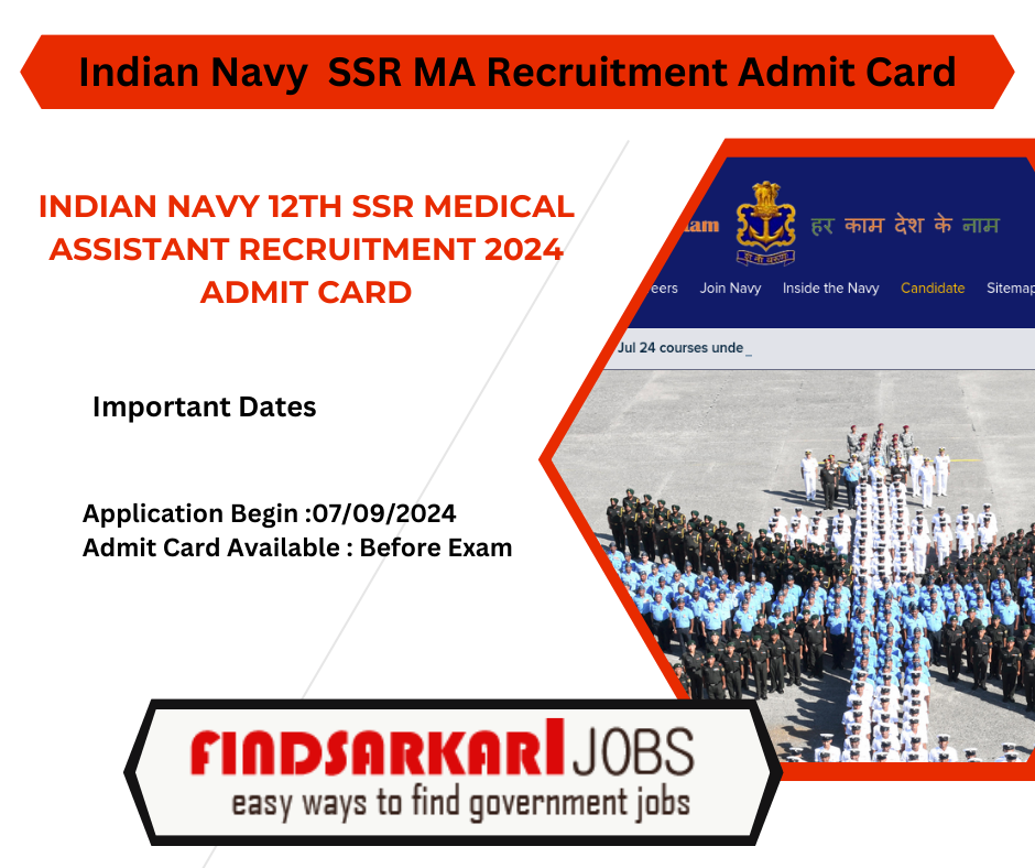 Indian Navy 12th SSR Medical Assistant Recruitment 2024 Admit Card