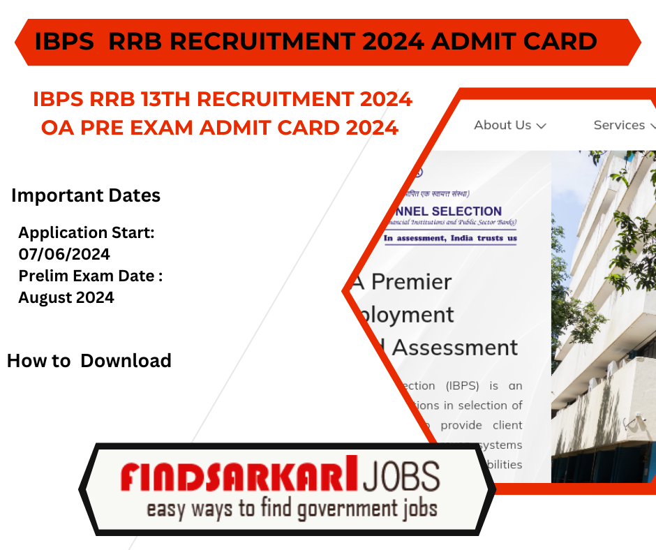 IBPS RRB 13th Recruitment 2024 OA Pre Exam Admit Card 2024 