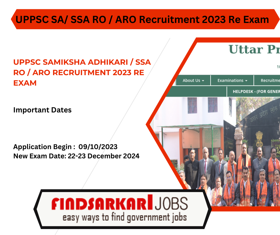 UPPSC Samiksha Adhikari / SSA RO / ARO Recruitment 2023 Re Exam 