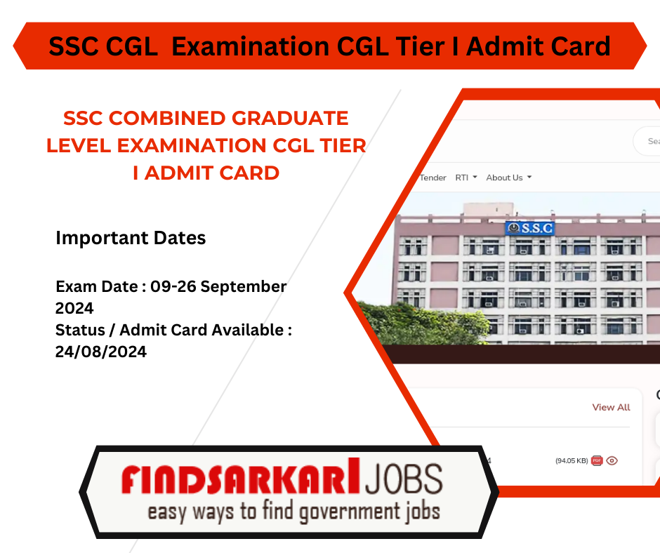 Staff Selection Commission (SSC) Combined Graduate Level Examination CGL Tier I Admit Card 2024