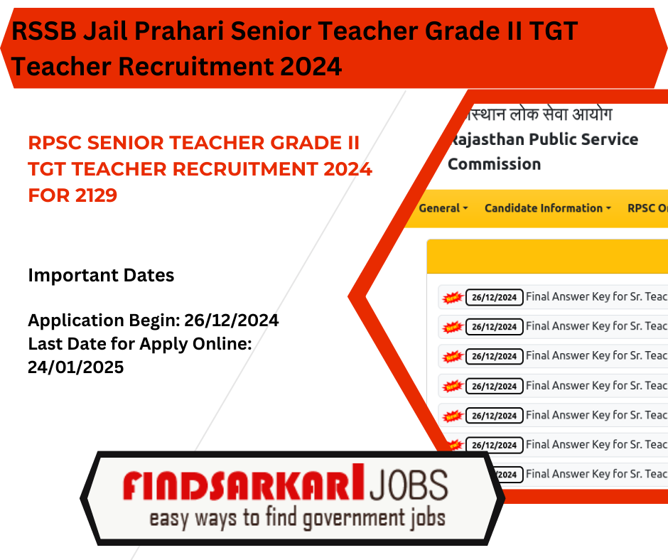 RPSC Senior Teacher Grade II TGT Teacher Recruitment 2024