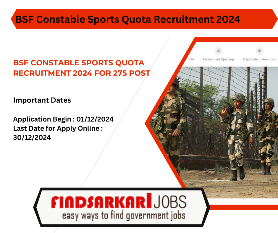 BSF Constable Sports Quota Recruitment 2024