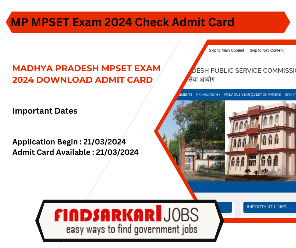 Madhya Pradesh MPSET Exam 2024 Download Admit Card