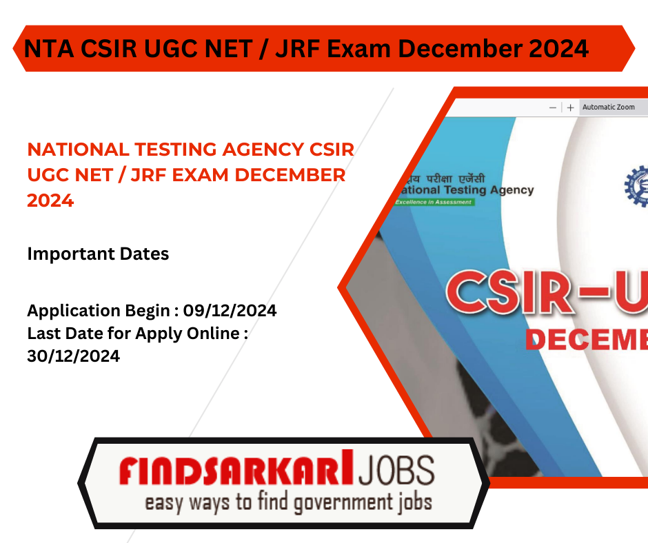 NTA CSIR UGC NET and JRF Exam December 2024