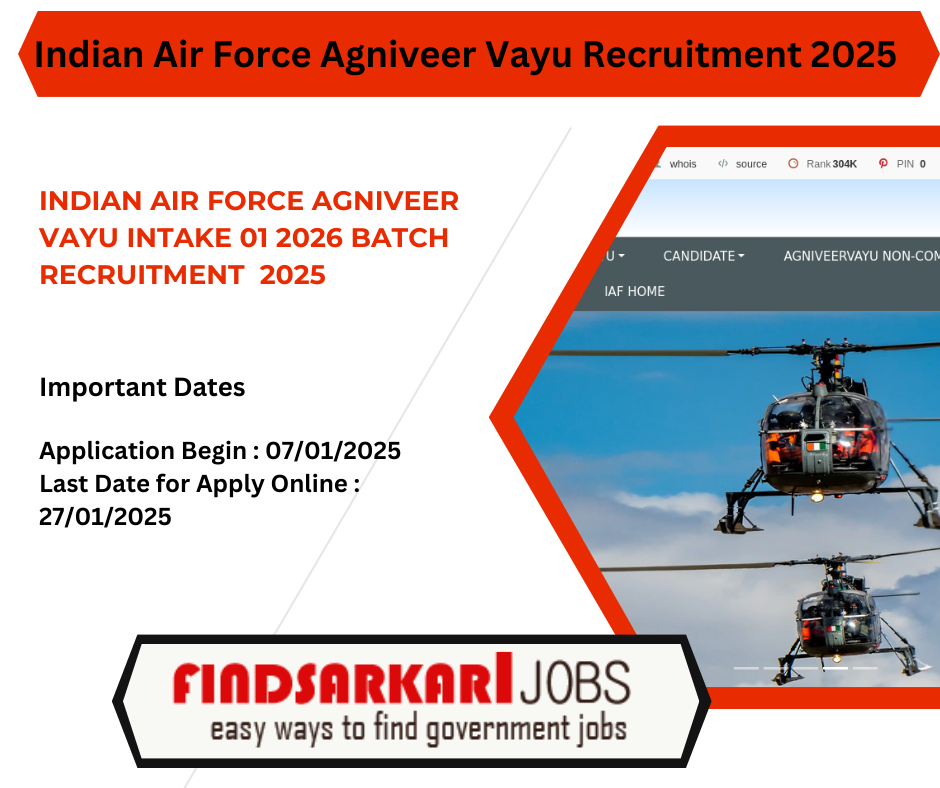 Indian Air Force Agniveer Vayu Intake 01 2026 Batch Recruitment