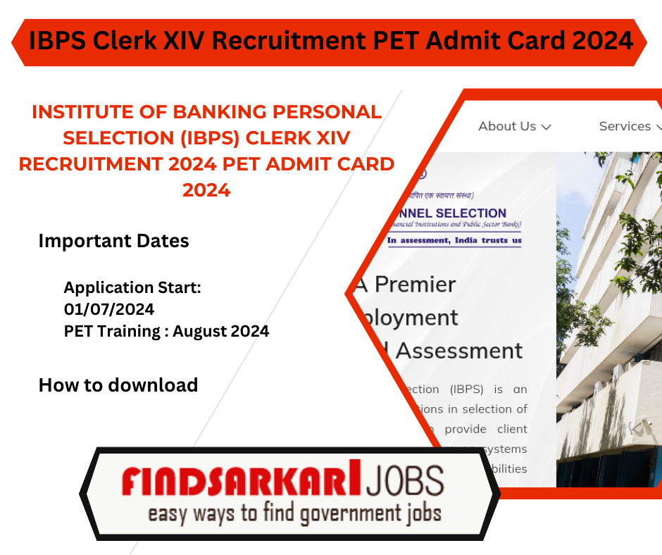 IBPS Clerk XIV Recruitment 2024 PET Admit Card 2024