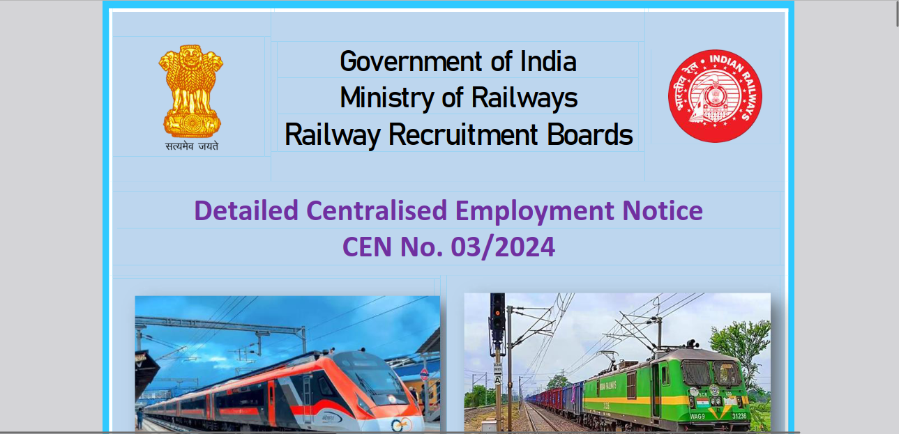 Indian Railway RRB Junior Engineer CEN 03 2024 for 7951 Post