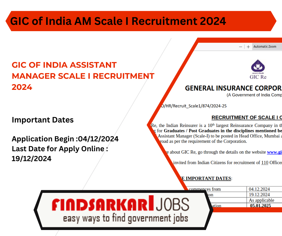 GIC of India Assistant Manager Scale I Recruitment 2024