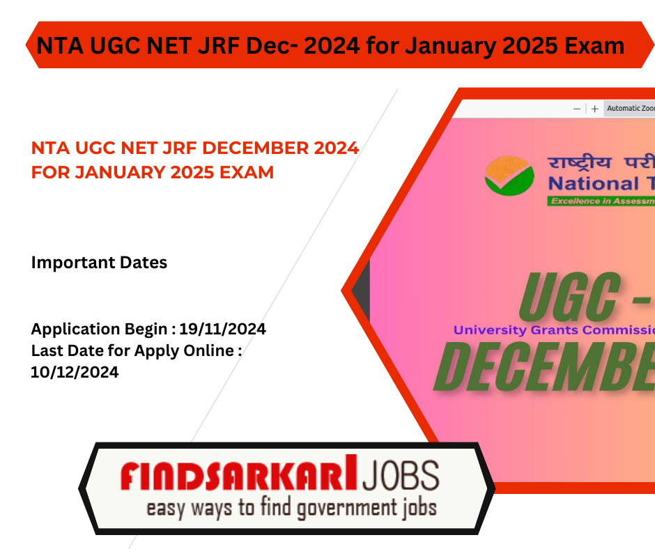 NTA UGC NET JRF December 2024 for January 2025 Exam