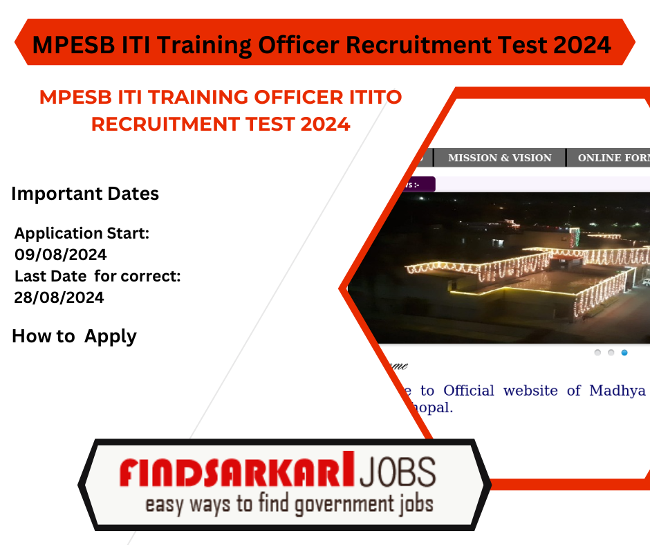 MPESB ITI Training Officer ITITO Recruitment Test 2024