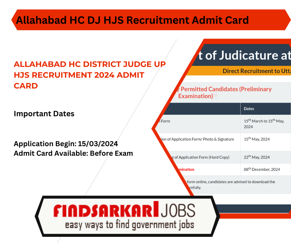 Allahabad HC District Judge UP HJS Recruitment 2024 Admit Card