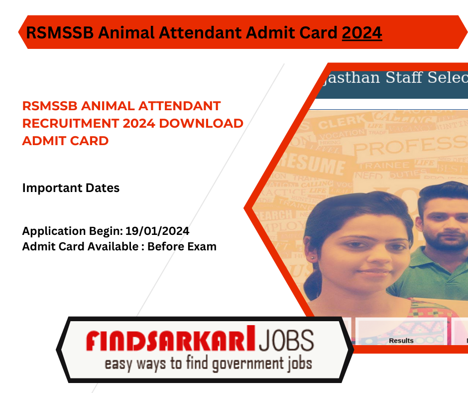 RSMSSB Animal Attendant Recruitment 2024 Download Admit Card